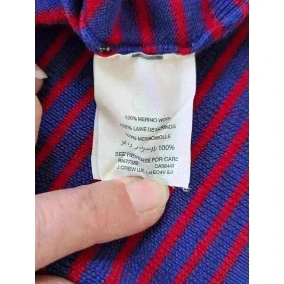 J. Crew Merino Wool Blue & Red Striped Tippi Turtleneck Sweater Size Sma… - Picture 11 of 11